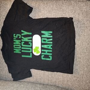 Black Tee with Green Print - Mom's Lucky Charm